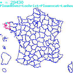 localisation sur le carte de Plounévez-Lochrist 29430