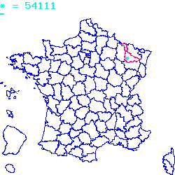 localisation sur le carte de Mont-Bonvillers 54111