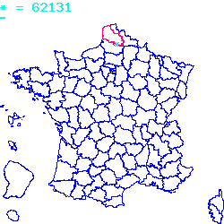 localisation sur le carte de Drouvin-le-Marais 62131