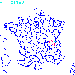 localisation du code postal 01160 Pont-d'Ain sur la carte de France localisation sur le carte de Pont-d'Ain 01160
