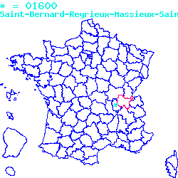 localisation sur le carte de Saint-Bernard 01600