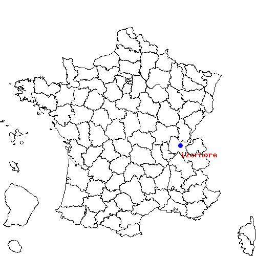 localisation sur le carte de izernore 