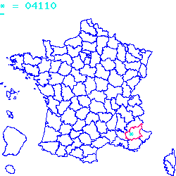 localisation du code postal 04110 Vachères sur la carte de France localisation sur le carte de Vachères 04110