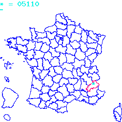 localisation sur le carte de Claret 05110