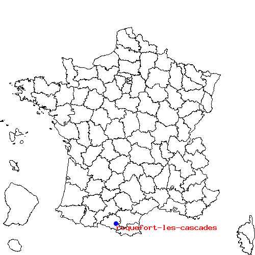 localisation sur le carte de roquefort-les-cascades 