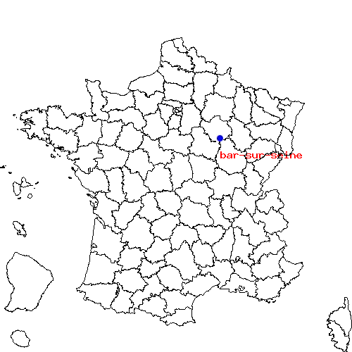 localisation sur le carte de bar-sur-seine 