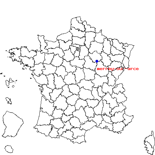 localisation sur le carte de merrey-sur-arce 