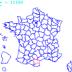 localisation sur le carte de Trausse 11160