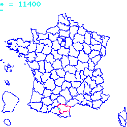 localisation du code postal 11400 Souilhe sur la carte de France localisation sur le carte de Souilhe 11400