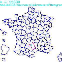 localisation du code postal 12330 Salles-la-Source sur la carte de France localisation sur le carte de Salles-la-Source 12330