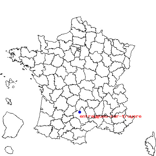 localisation sur le carte de entraygues-sur-truyere 