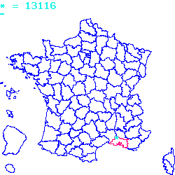 localisation sur le carte de Vernègues 13116