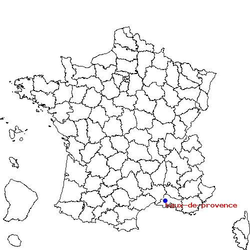 localisation sur le carte de baux-de-provence 
