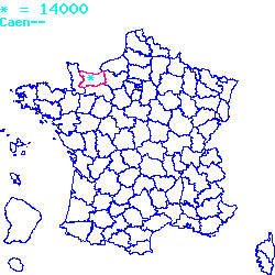 localisation du code postal 14000 Caen sur la carte de France localisation sur le carte de Caen 14000