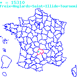 localisation sur le carte de Freix-Anglards 15310