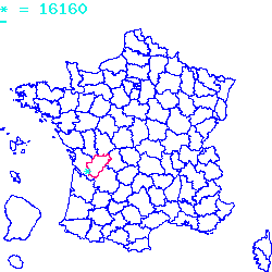 localisation sur le carte de Gond-Pontouvre 16160