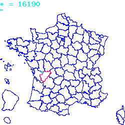 localisation du code postal 16190 Deviat sur la carte de France localisation sur le carte de Deviat 16190