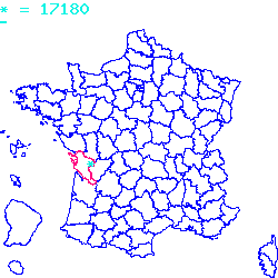 localisation du code postal 17180 Périgny sur la carte de France localisation sur le carte de Périgny 17180