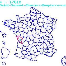 localisation sur le carte de Saint-Sauvant 17610