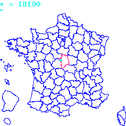 localisation sur le carte de Uzay-le-Venon 18190