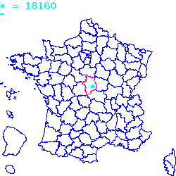 localisation du code postal 18160 Lignières sur la carte de France localisation sur le carte de Lignières 18160