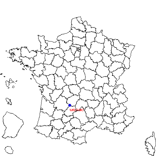 localisation sur le carte de ussac 