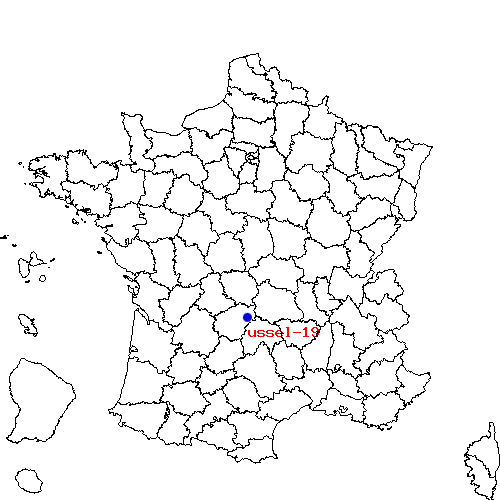 localisation sur le carte de ussel-19 
