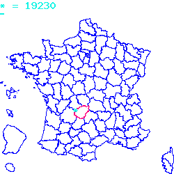localisation du code postal 19230 Beyssac sur la carte de France localisation sur le carte de Beyssac 19230