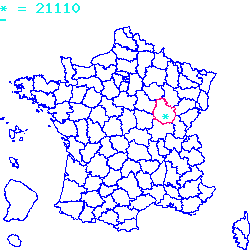 localisation du code postal 21110 Varanges sur la carte de France localisation sur le carte de Varanges 21110
