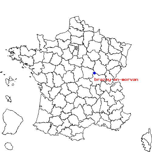 localisation sur le carte de brazey-en-morvan 