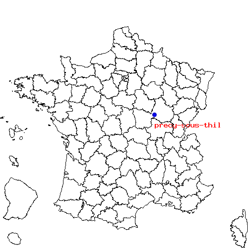 localisation sur le carte de precy-sous-thil 