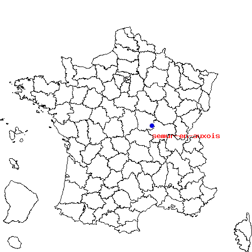 localisation sur le carte de semur-en-auxois 