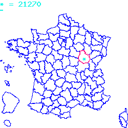 localisation du code postal 21270 Drambon sur la carte de France localisation sur le carte de Drambon 21270