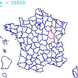 localisation du code postal 21610 Saint-Seine-sur-Vingeanne sur la carte de France localisation sur le carte de Saint-Seine-sur-Vingeanne 21610