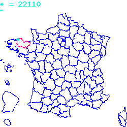 localisation sur le carte de Mellionnec 22110