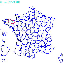 localisation du code postal 22140 Kermoroc'h sur la carte de France localisation sur le carte de Kermoroc'h 22140