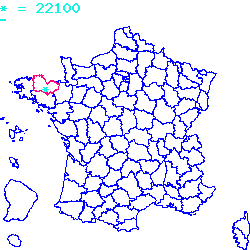 localisation du code postal 22100 Quévert sur la carte de France localisation sur le carte de Quévert 22100