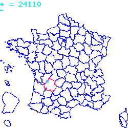 localisation sur le carte de Bourrou 24110