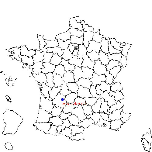 localisation sur le carte de excideuil 