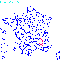 localisation sur le carte de Bellecombe-Tarendol 26110