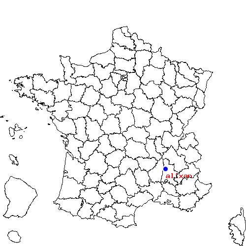 localisation sur le carte de alixan 