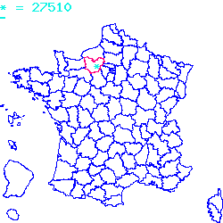 localisation sur le carte de Forêt-la-Folie 27510