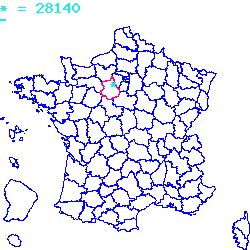 localisation sur le carte de Guillonville 28140