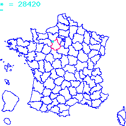 localisation sur le carte de Beaumont-les-Autels 28420
