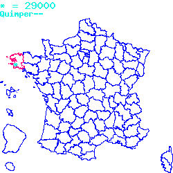 localisation du code postal 29000 Quimper sur la carte de France localisation sur le carte de Quimper 29000