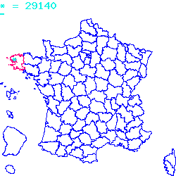 localisation du code postal 29140 Saint-Yvi sur la carte de France localisation sur le carte de Saint-Yvi 29140