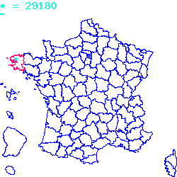 localisation du code postal 29180 Guengat sur la carte de France localisation sur le carte de Guengat 29180