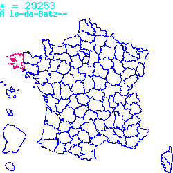 localisation du code postal 29253 Île-de-Batz sur la carte de France localisation sur le carte de Île-de-Batz 29253