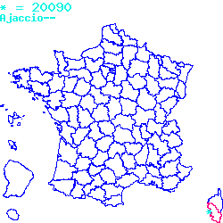 localisation du code postal 20090 Ajaccio sur la carte de France localisation sur le carte de Ajaccio 20090