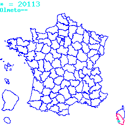 localisation du code postal 20113 Olmeto sur la carte de France localisation sur le carte de Olmeto 20113
